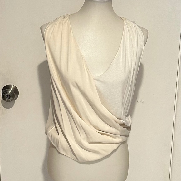 Tops - Ivory Cream/White Drape Cascade Women Blouse. No Size Tag.Small‎